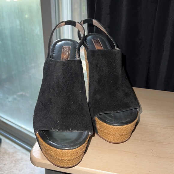 Black Suede Platform Wedge - Picture 2 of 9